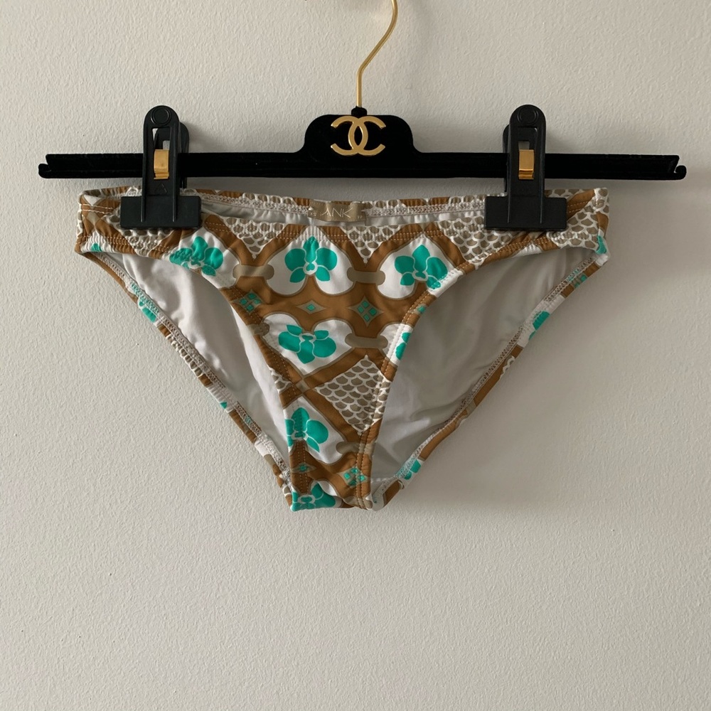 ANK white brown teal bikini bottoms size XS
